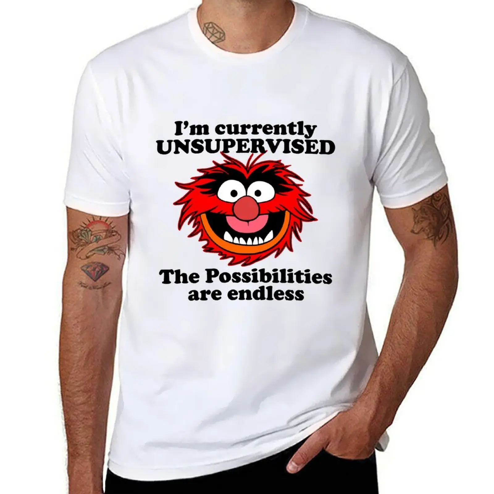 

i_m currently unsupervised the possibilities are endless - muppets T-Shirt man t shirts for men man t shirt cotton T-Shirt