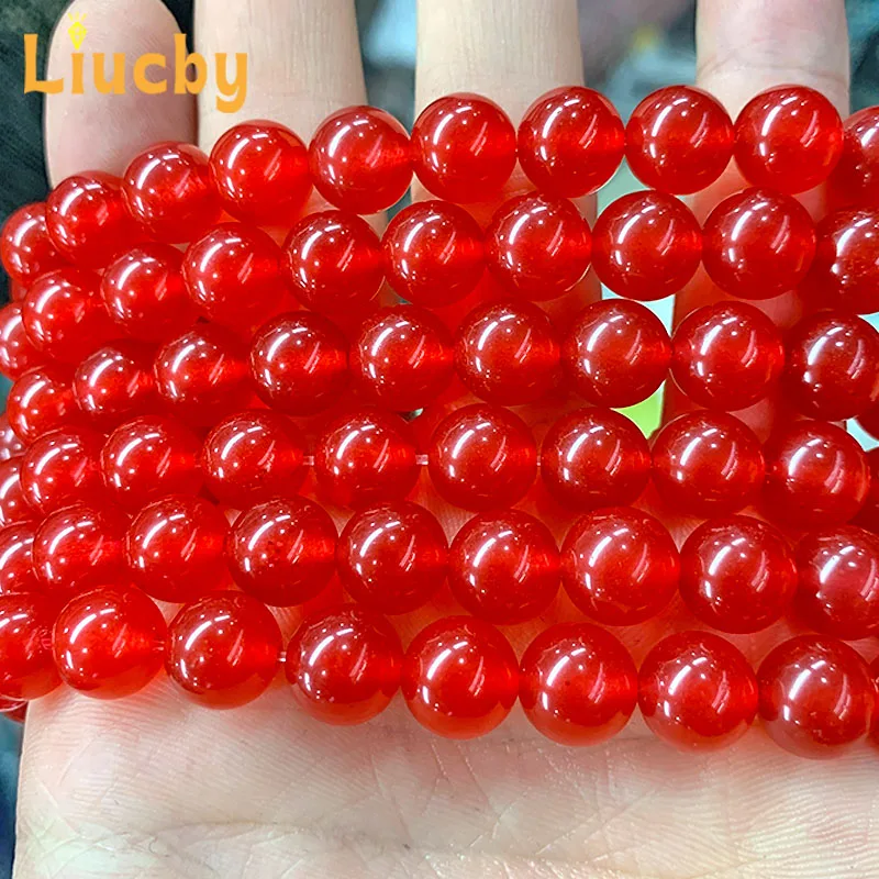 Calcedonio rosso Giade Perline di pietra naturale per creazione di gioielli Braccialetti versatili fai da te Collana Orecchini 15 "Filo 4/6/8/10/12/14MM