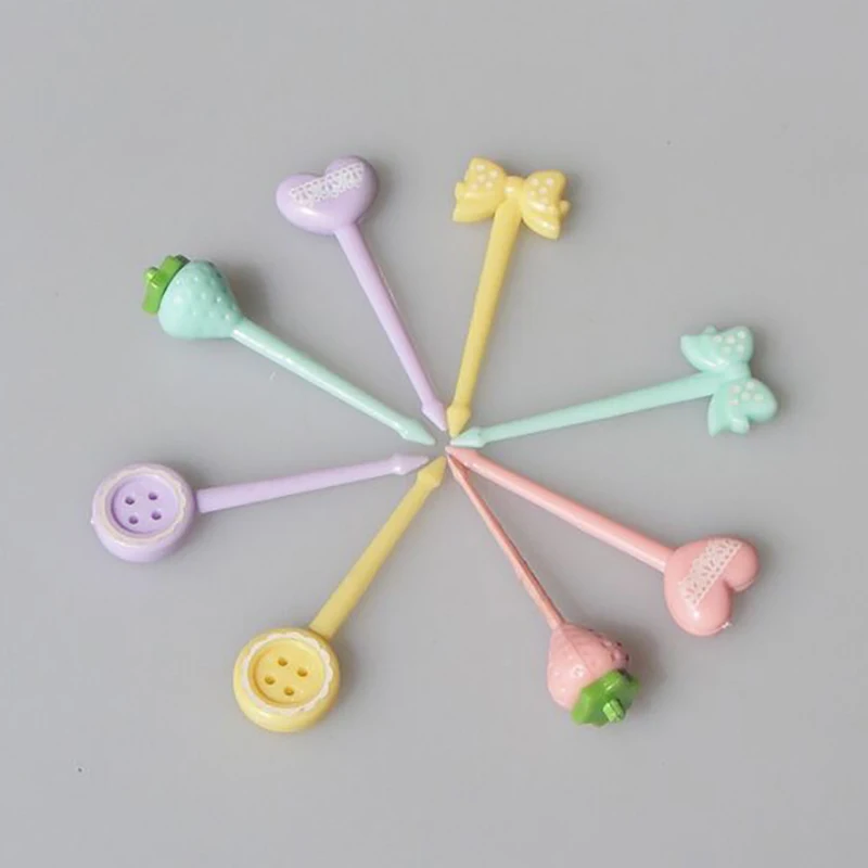 

PP Cute School Supplies Fruit Fork Mini Cartoon Children Snack Cake Dessert Pick Toothpick Bento Lunches Party Decoration