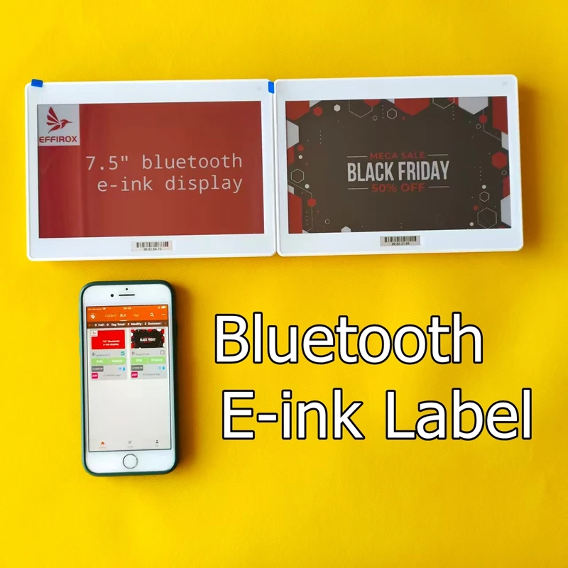 

7.5 inch Bluetooth Electronic Shelf Labels Mobile App Controlled E-ink epaper labels E-ink Display with Bluetooth