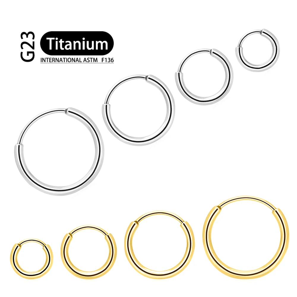 10Pcs ASTM F136 Titanium Hinged Segment Nose Ring Segment Hinge Nose Ring Septum Clicker Piercing Ear Unisex Dilations Pirsing