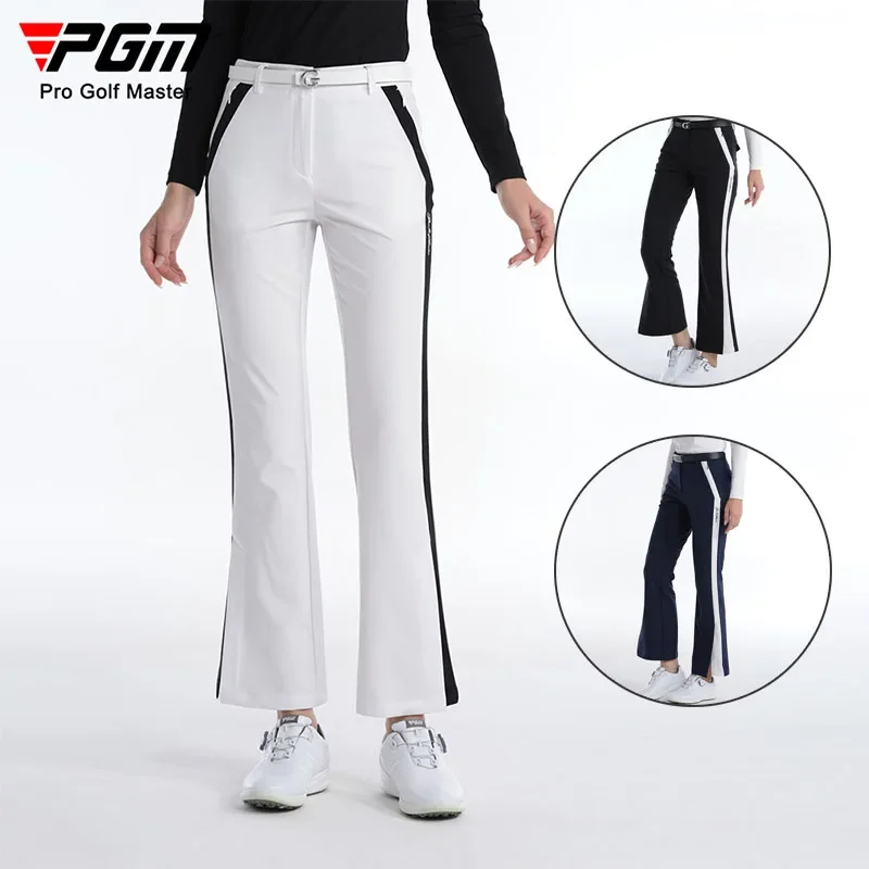 PGM Autumn Women Slim Golf Pants Ladies High Waist Flared Trousers Lady Soft Split Sweatpants Fitness Golf Pant With Pockets