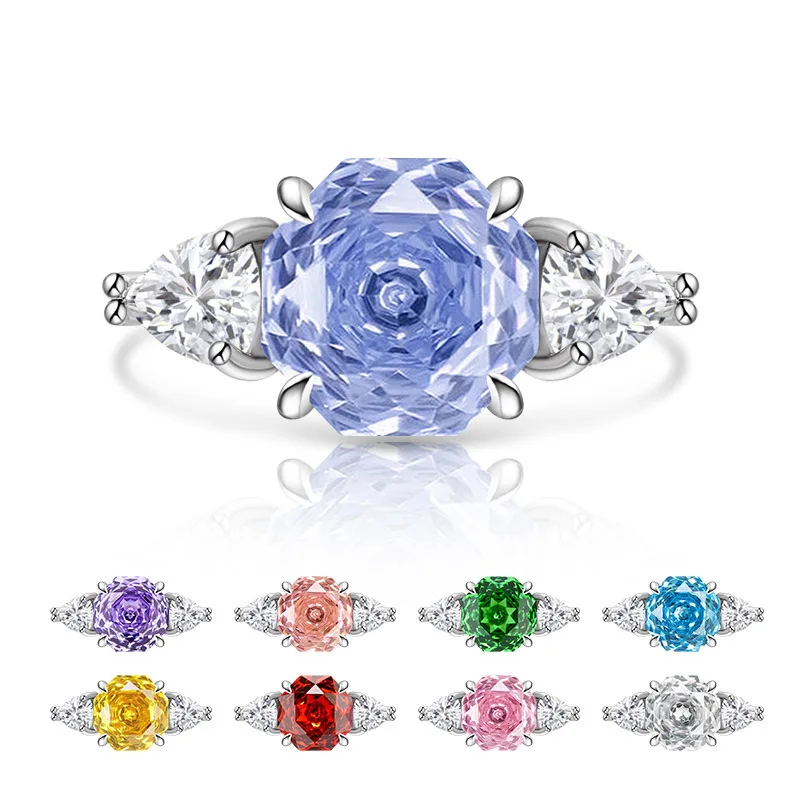 Damenring aus 925er-Sterlingsilber, Millennium-Rosenschliff, Zirkon, Vintage, romantischer Rokoko-Stil, Valentinstagsgeschenk