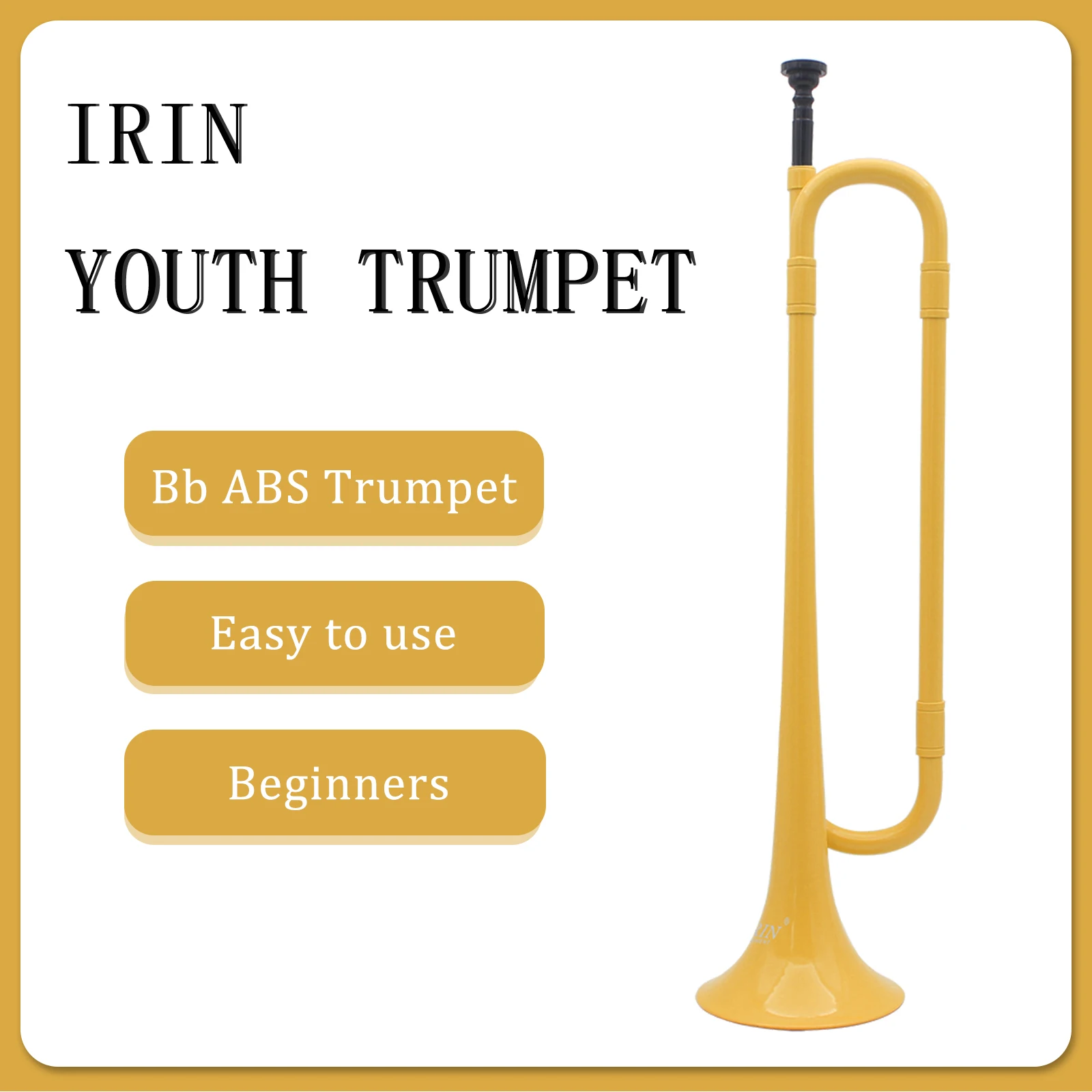 IRIN Bb Youth Trumpet ABS Yellow Young Pioneers Bugle Call Student Horn Kid Performance Beginner for Brass Musical Instrument