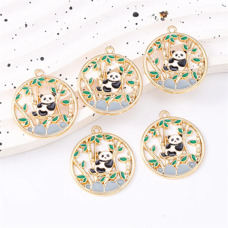 

Duarte 20Pcs/Lot Cartoon Animal Charms Enamel Panda Bamboo Charms Pendants for Jewelry Making Necklaces Earrings DIY Crafts Gift