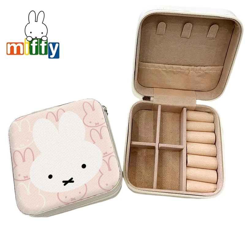 

Miffy kawaii portable earrings earring jewelry box necklace ring bracelet small mini jewelry storage box anti-loss anti-drop