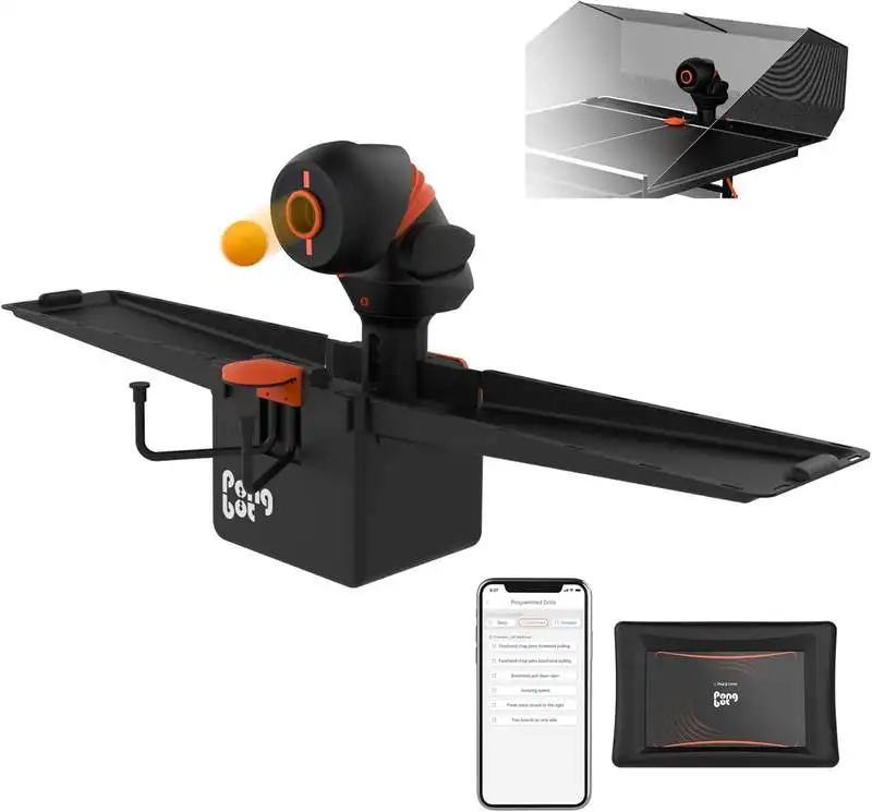 

Black Orange Exclusive Edition Smart Table Tennis Ball Machine Adjustable APP/Tablet Control Table Tennis