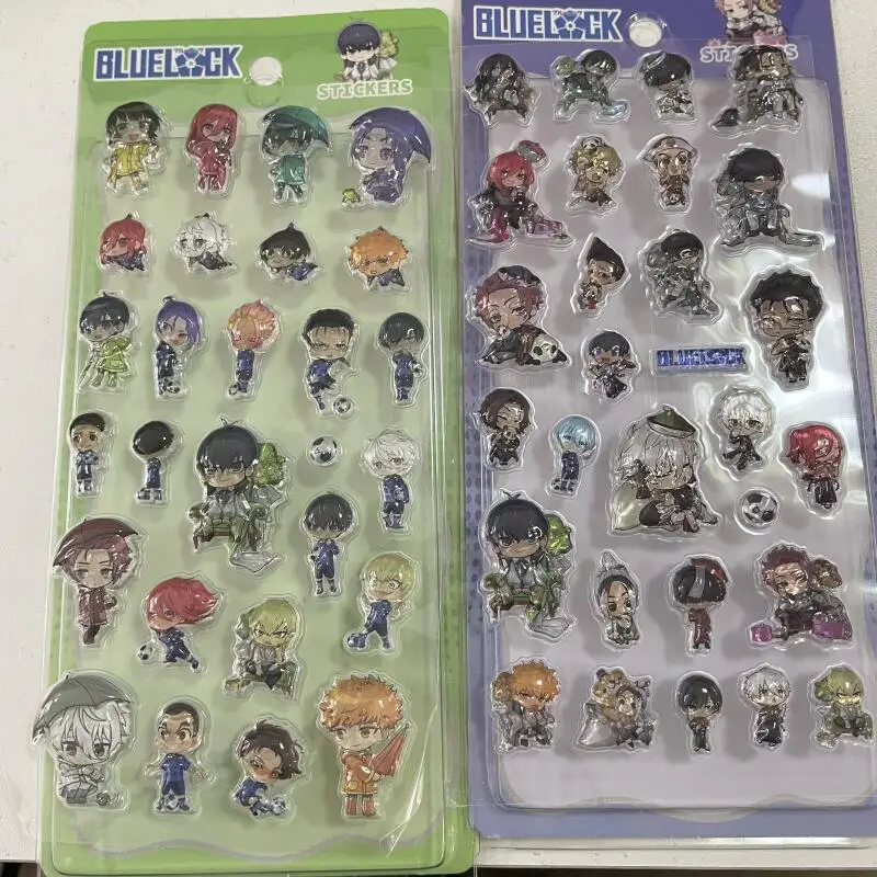 Kawaii Cartoon Blue Lock 3D Kristall-Relief-Aufkleber Schüler-Belohnungsaufkleber Sammlung Anime-Zubehör Dekorative Handyhülle