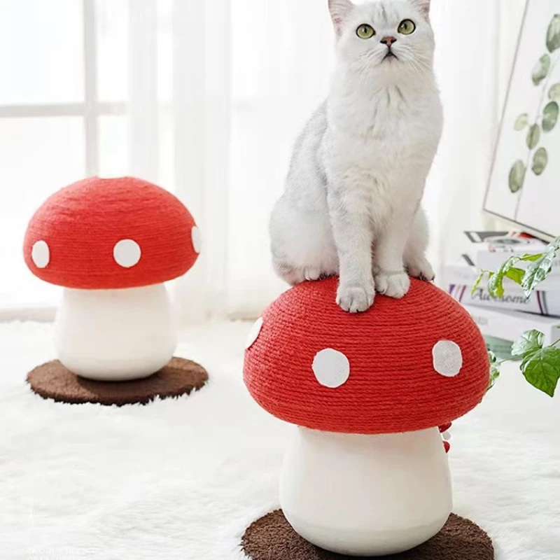 

Mushroom Cat Scratching Board Durable Sisal And Wear Resistant Moggy Toy Vertical Pussycat Paw Grinder Essential Feline Supplies