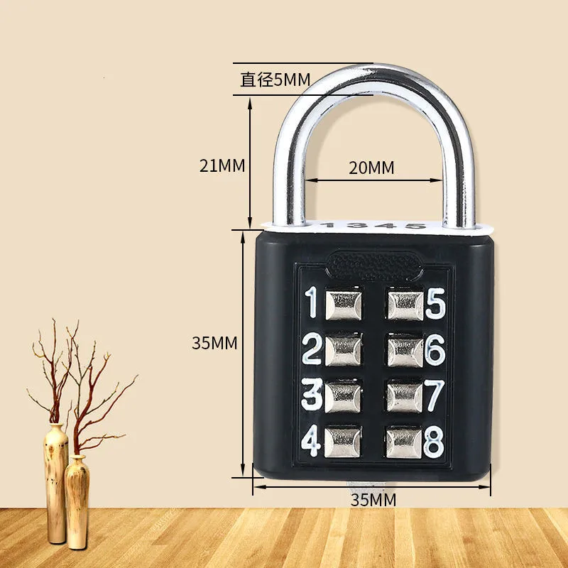 8-digit Combination Outdoor Button Waterproof Fixed Random Code Padlock Zinc Alloy Luggage Travel Smart Lock With Key Anti-theft gallery 2