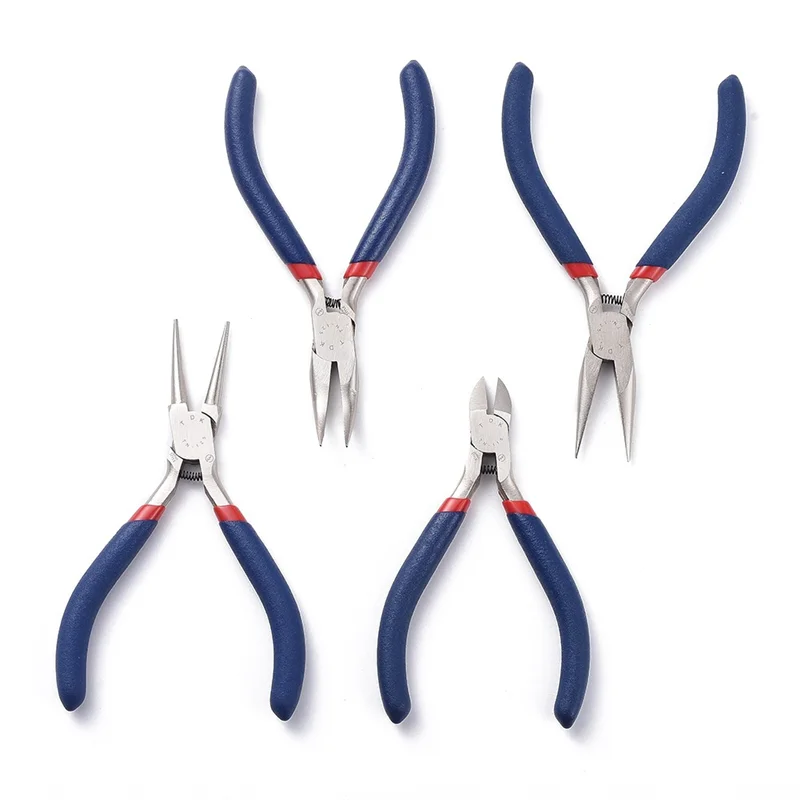 

1Set 4Pcs Jewelry Pliers Sets Carbon Steel Side Cutting Round/Bent/Long Chain Nose Pliers DIY Making Jewelry Tool