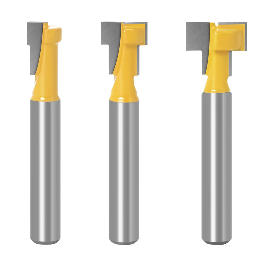 Augusttool 1/4" 6/8mm Shank T-Slot End Mill Wood Miiling Cutter Router Bit Set Hex Bolt Key Hole Bits For Woodworking Tools