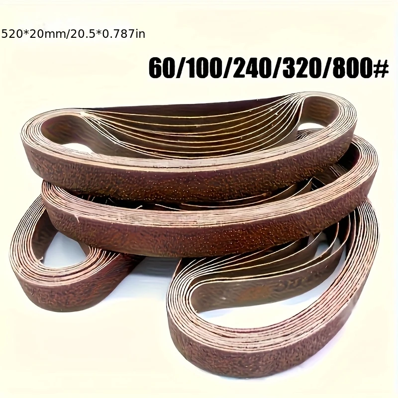 10pcs 60/100/240/320/800# 520x20mm Small Mini Belt Sander For Grinding Stainless Steel Polishing Rust Removing Abrasive Fabric