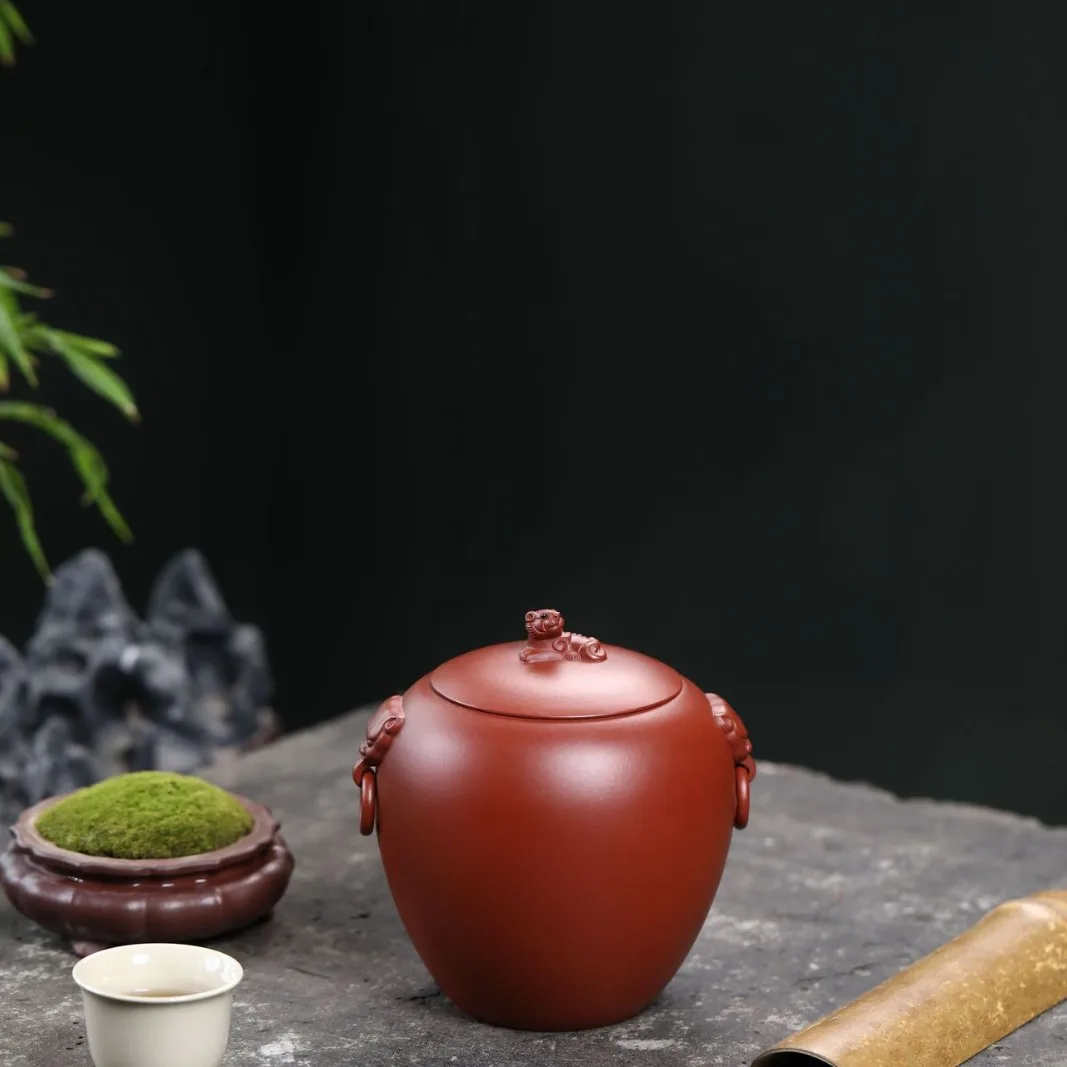 Canister With Animal Ear Design, Original Ore Purple Clay Tea Awakening Storage Sealed Moisture-Proof Canister, Half-Pound