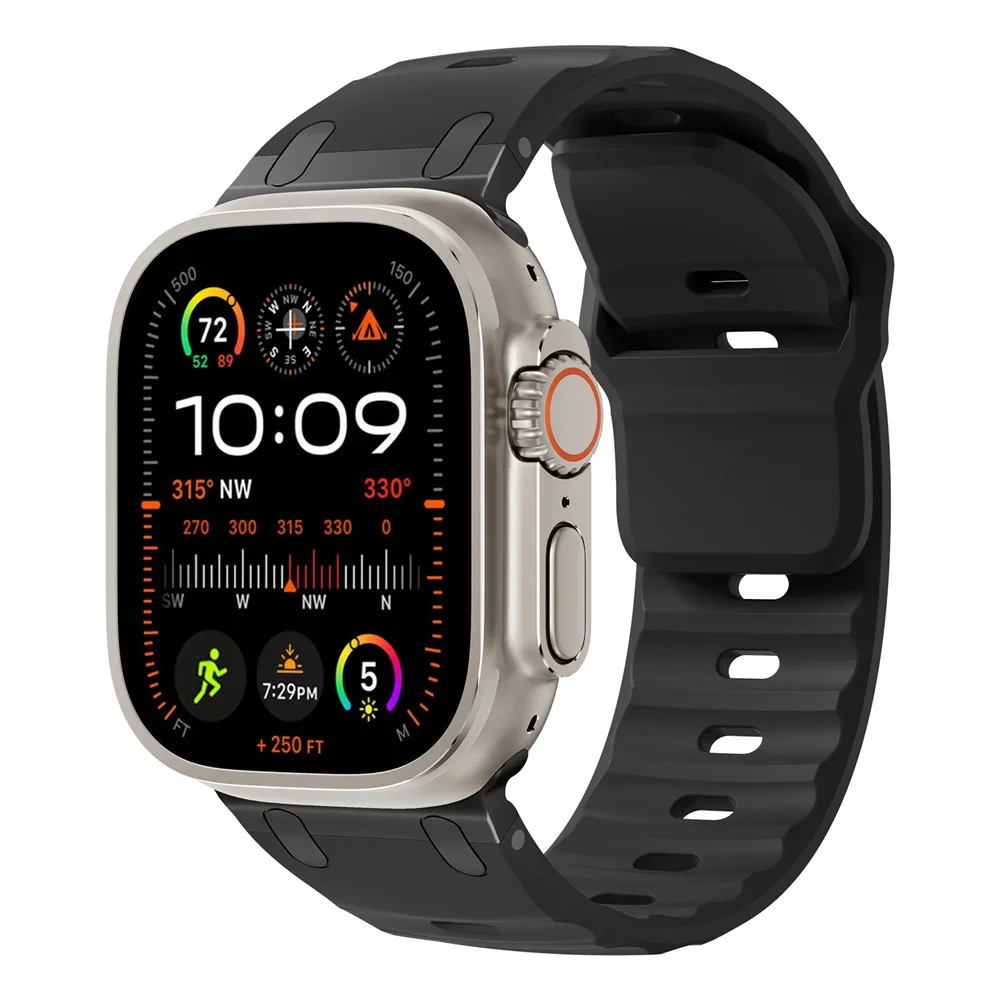 Sport Silicone Strap for Apple watch ultra 2 band 49mm Stainless Steel correa bracelet iwatch Series 9 8 7 SE 10 45mm 44mm 46mm