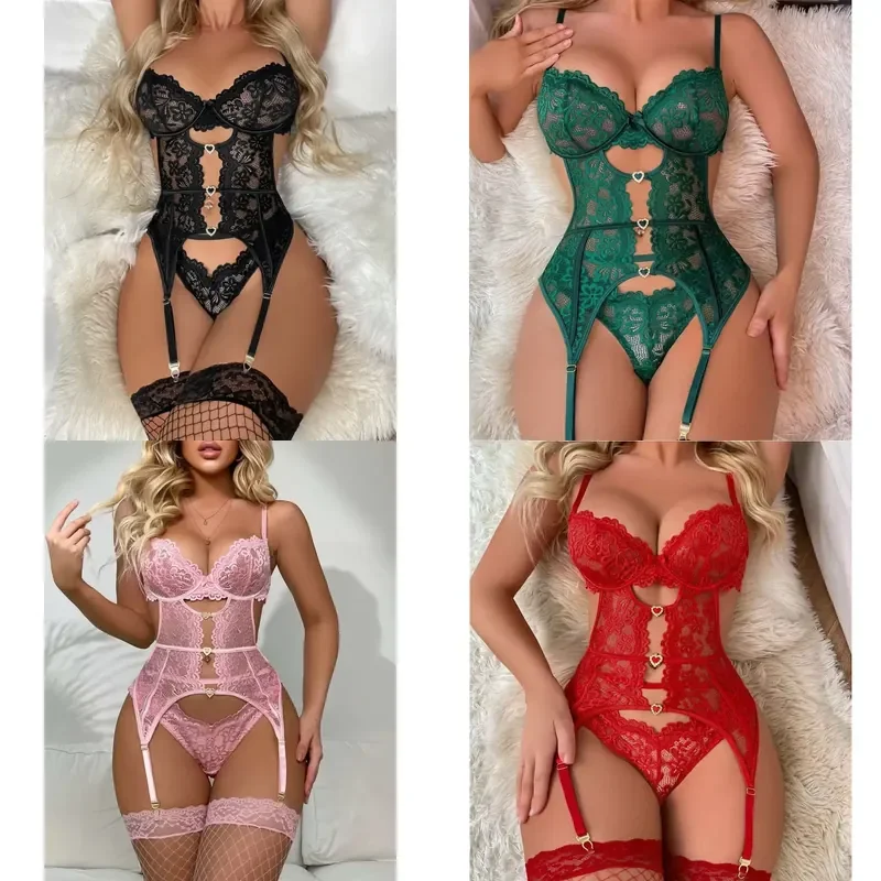 Sexy Lace Lingerie Set for Women Transparent Fairy Embroidery Bra and Briefs Push Up Thin Erotic Underwear Kit Delicate