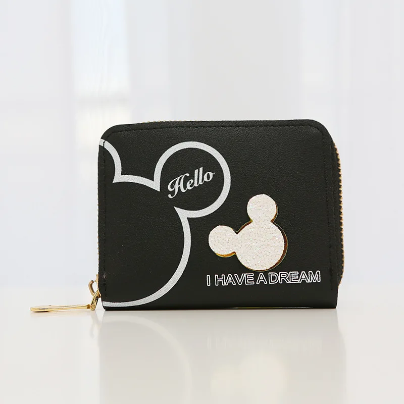 Disney tureMouse-Portefeuille court en PU pour femme, porte-monnaie de dessin animé, porte-cartes Minnie Mouse, sacs d'argent pour filles, fermeture éclair, mignon