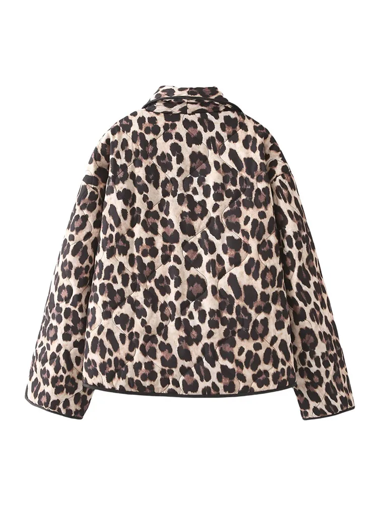 New Fall Women\'s Clothing European and American Style Fashionable and Versatile Casual Style Leopard Print Cotton Jacket