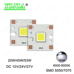 5050 7070 chip LED fajne białe światło 6000-8000K 20W 45W 53W DC12V 24V 27V średnica 18/20mm koralik świetlny tablica nadaje się do latarki DIY reflektor