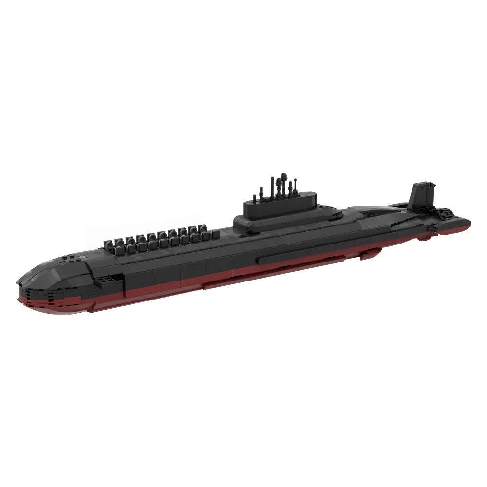 MOC Nuclear Submarine TYPHOON Project 941 Akula 1:300 Scale Model Building Blocks Soviet Military Submarine Bricks Toy Gift