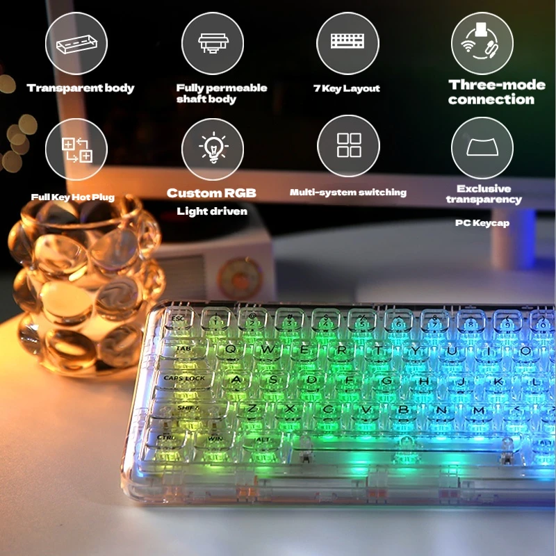Key-Setting Universe X71 Mechanical Keyboard Three-Mode Connection Transparent Body Rgb Hot Plug Quick Trigger Gaming Keyboard - Image 3