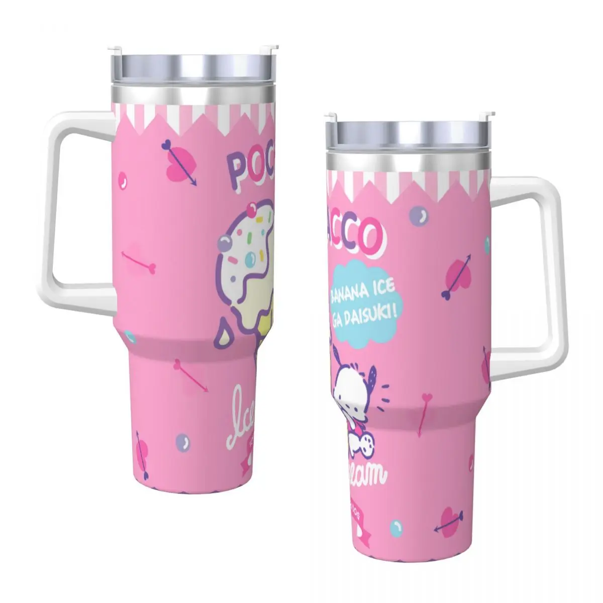 Stainless Steel Tumbler Pochacco Car Mugs With Straws Sanrio Travelist Cold and Hot Water Bottle Keep Heat Large Thermal Cups