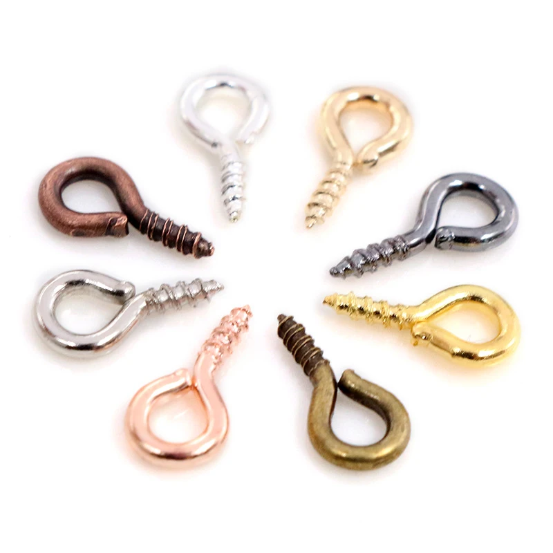 200pcs/Lot Small Tiny Mini Eye Pins Eyepins Hooks Eyelets Screw Threaded 8 Colors Clasps Hooks DIY Jewelry Making Accessories