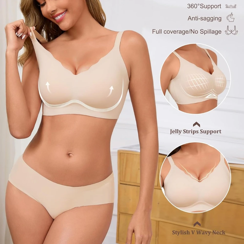 حمالة صدر نسائية من Underwire بتغطية سلسة، حمالة صدر يومية مريحة ودعم تي شيرت