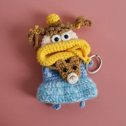 Linguiça engraçada boca monstro boneca chaveiros para mulheres, Handmaking crochê chaveiros, Knitting bonito chaves saco de armazenamento, atacado