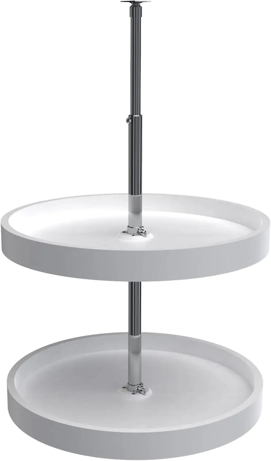 

20"" Dual Full Circle Lazy Susan Organizer For Upper Corner Kitchen Cabinets, Plastic Home Storage 2 Tier Shelves, White,
