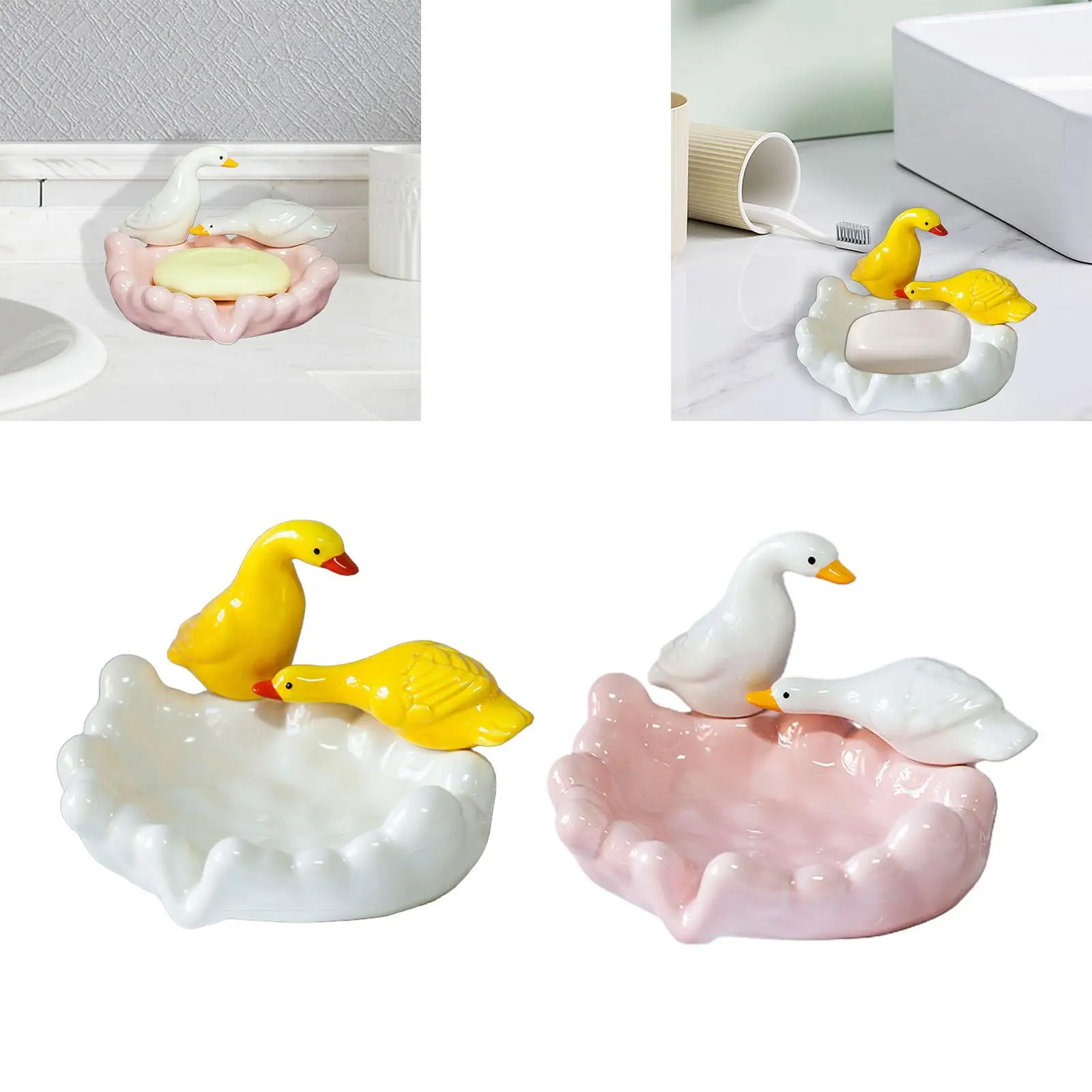 Cute Duck Soap Dish Ceramic Soap Dish Ceramic Soap Tray Portable Soap Holder for