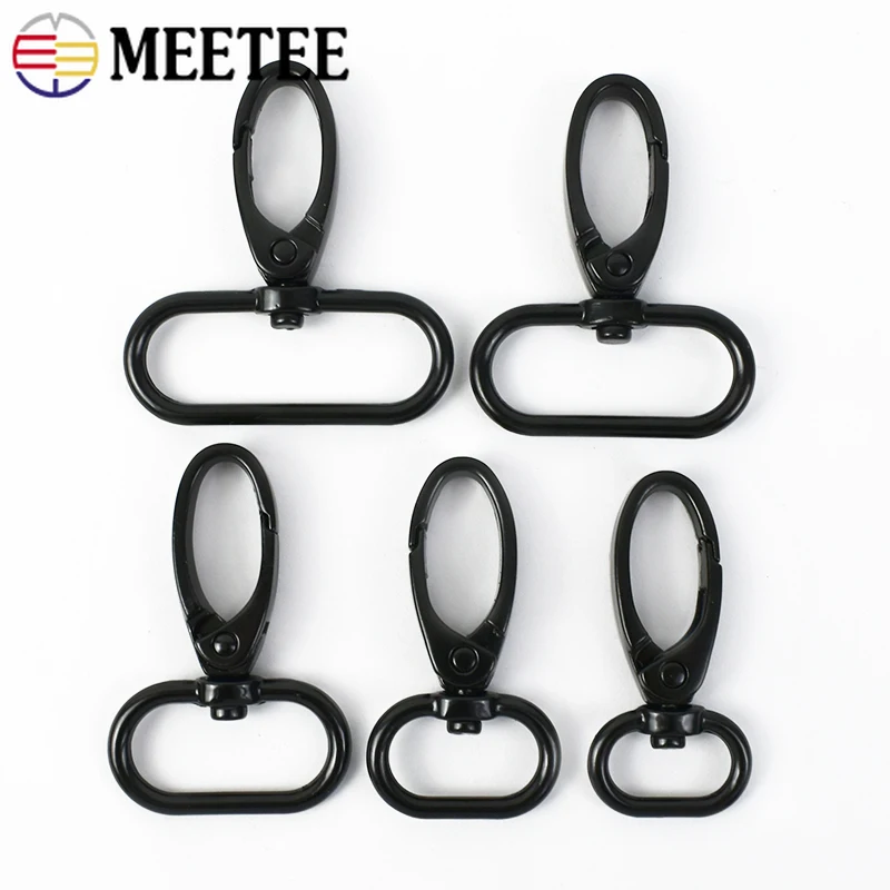 5Pcs Meetee 16-38mm Black Metal Swivel Lobster Clasps Buckle Trigger Clip Keyring Bag Belts Backpack Strap Hook Accessories