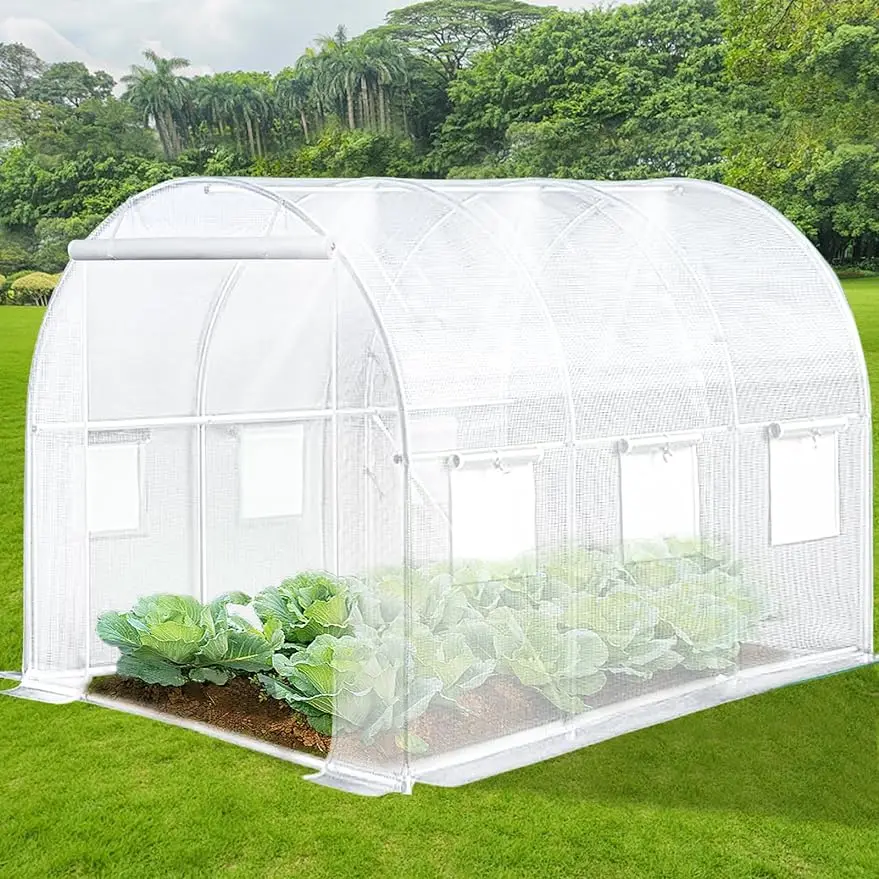 

10'x7'x 7'/ 20'x10'x 7' Walk-in Tunnel Greenhouse with Watering System Heavy Duty Portable Green House Protect Gardening Plants