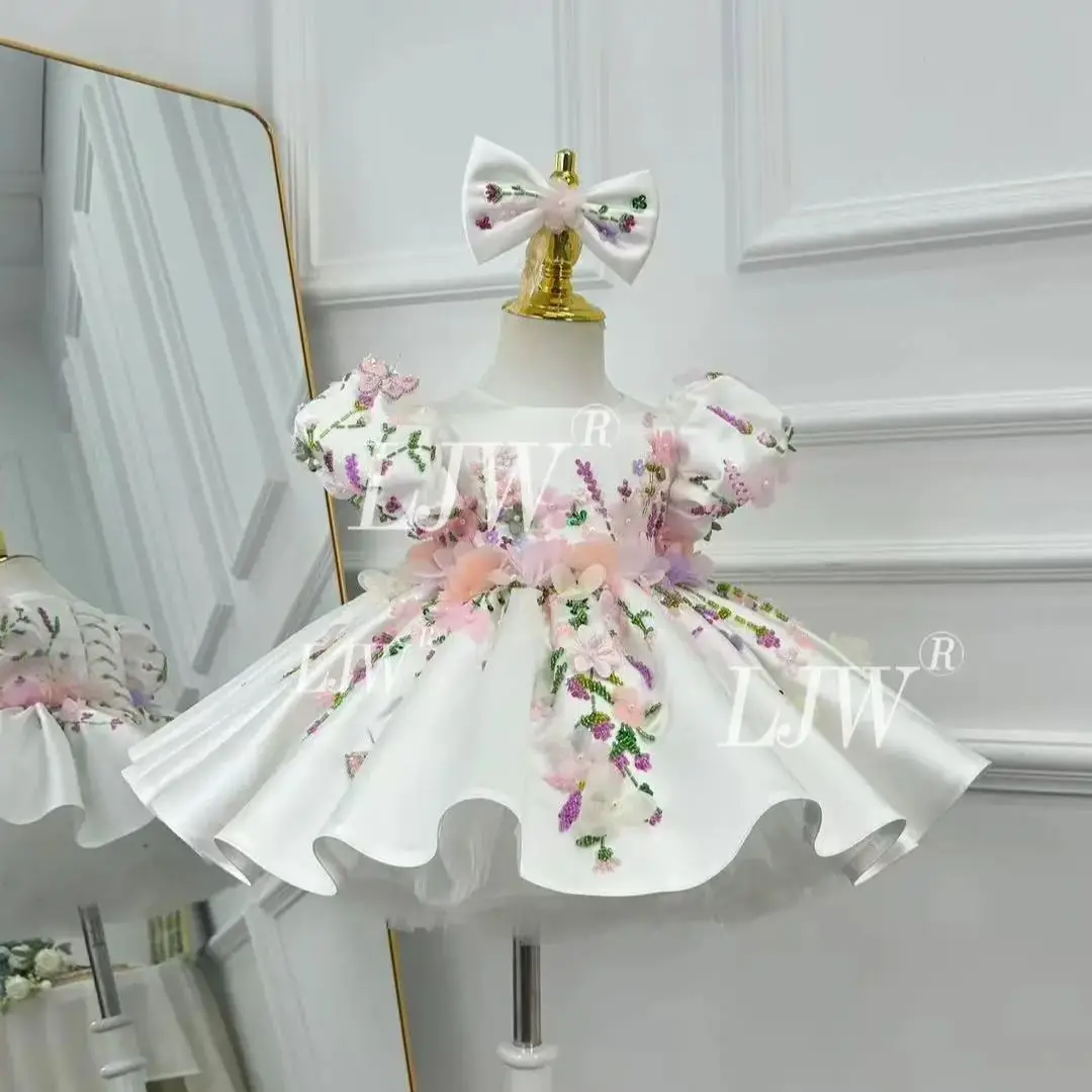 

Нарядное платье для девочки на свадьбу 2026: легкое, высококачественное, из тюля, с цветочным узором, элегантное, вышитое вручную, бальное платье принцессы, для первого дня рождения