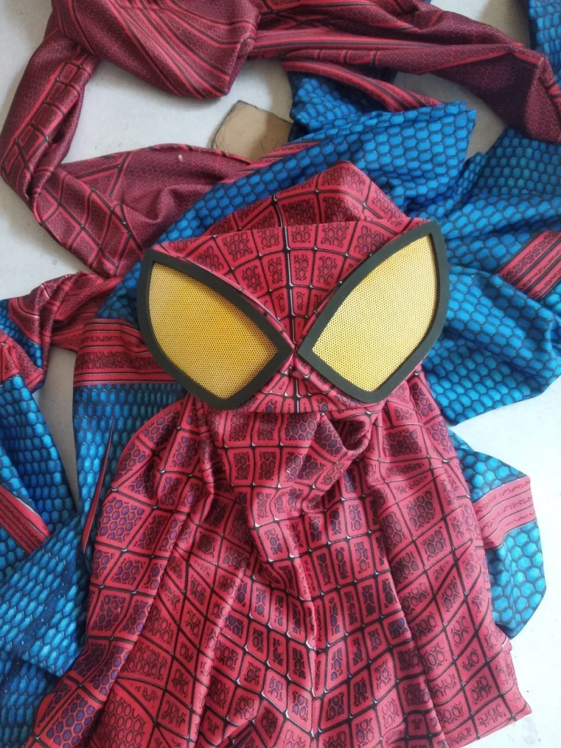 Amazing Spiderman Yellow Lens Cosplay Superhero TASM Spiderman Costume Halloween Spandex Fullbody Zentai Suits Adult