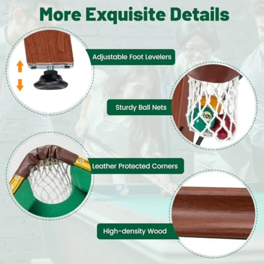 طقم طاولة حمام سباحة قابلة للطي مقاس 55 بوصة مع 2 عصي جديلة 16 كرة و2 طباشير مثلث رف فرشاة أرجل قابلة للطي للمحمول الداخلي والخارجي