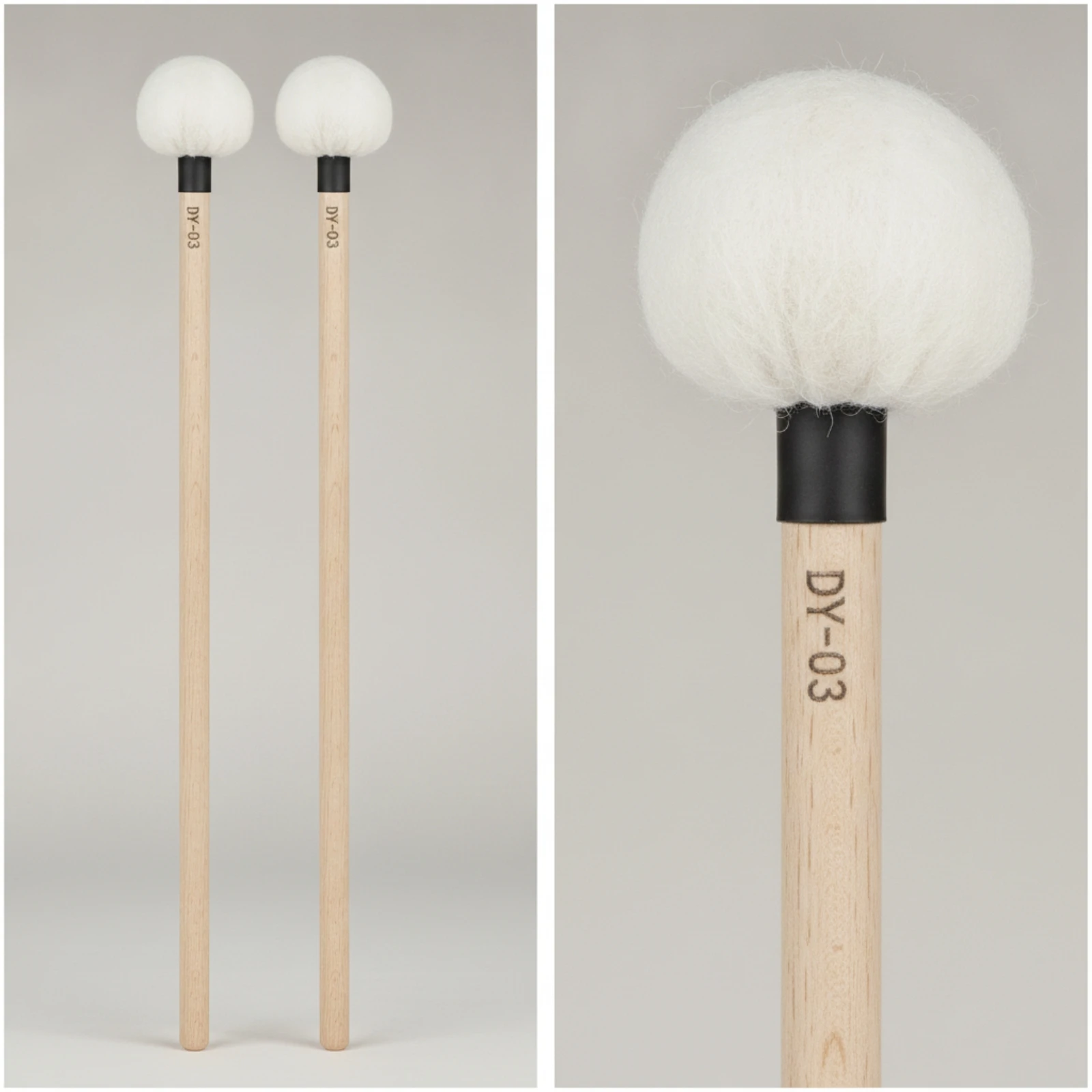 2 Pieces Timpani Mallets with Felt Head Maple Timpani Mallet Mallet with Felt Head Lightweight Drumstick Smooth
