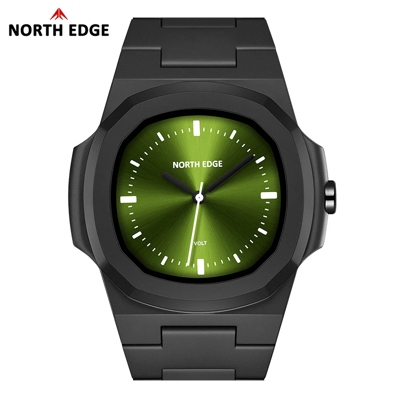 Reloj NORTH EDGE 2025 para hombre, nuevo reloj de cuarzo VOLT, caja de resina ligera a la moda, natación cuadrada, relojes impermeables de 50M para hombre, caja de regalo