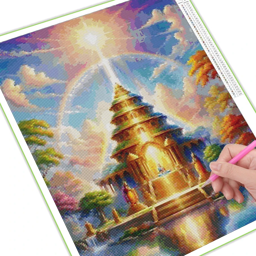 Rainbow Temple Diamond Painting Kits Landscape Castle Full Mosaic Art Diy Rhinestone Embroidery Angel Woman Picture Wall Decor