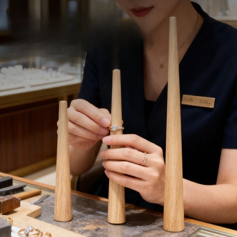 Wood Mandrel Stick Tool for Finger Ring Jewelry Making and Rings Forming Polishing for Jeweler