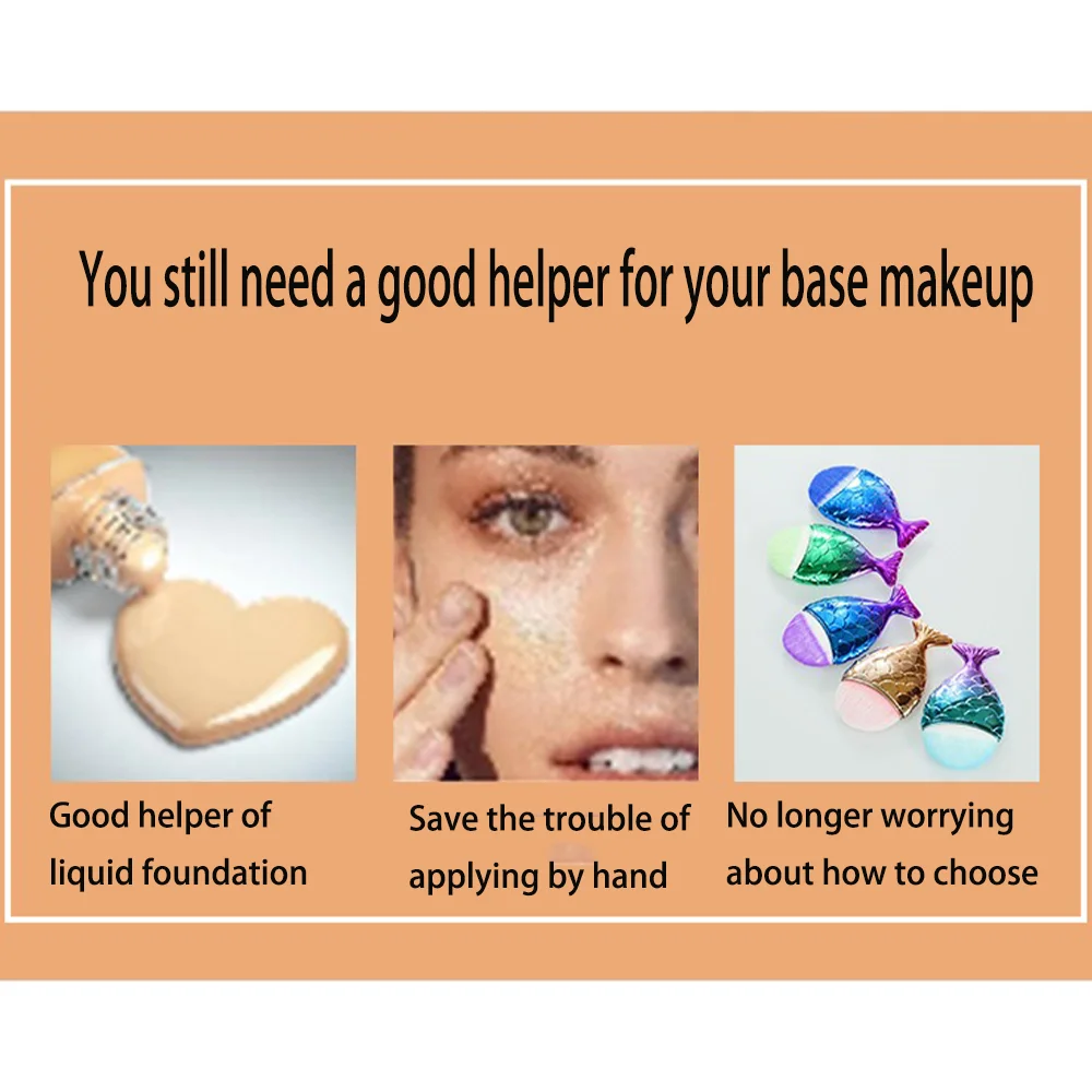 1 hermoso pincel de maquillaje de cola de pez, cerdas de poliéster, mango de ABS, adecuado para todo tipo de piel, herramienta de maquillaje de varita mágica