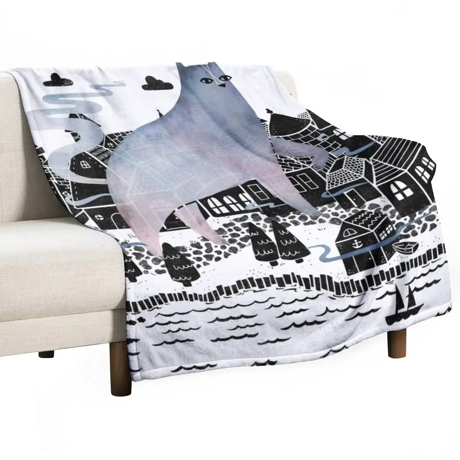 

The Fog Throw Blanket Decorative Sofa Single Cute Plaid Flannel Fabric Blankets