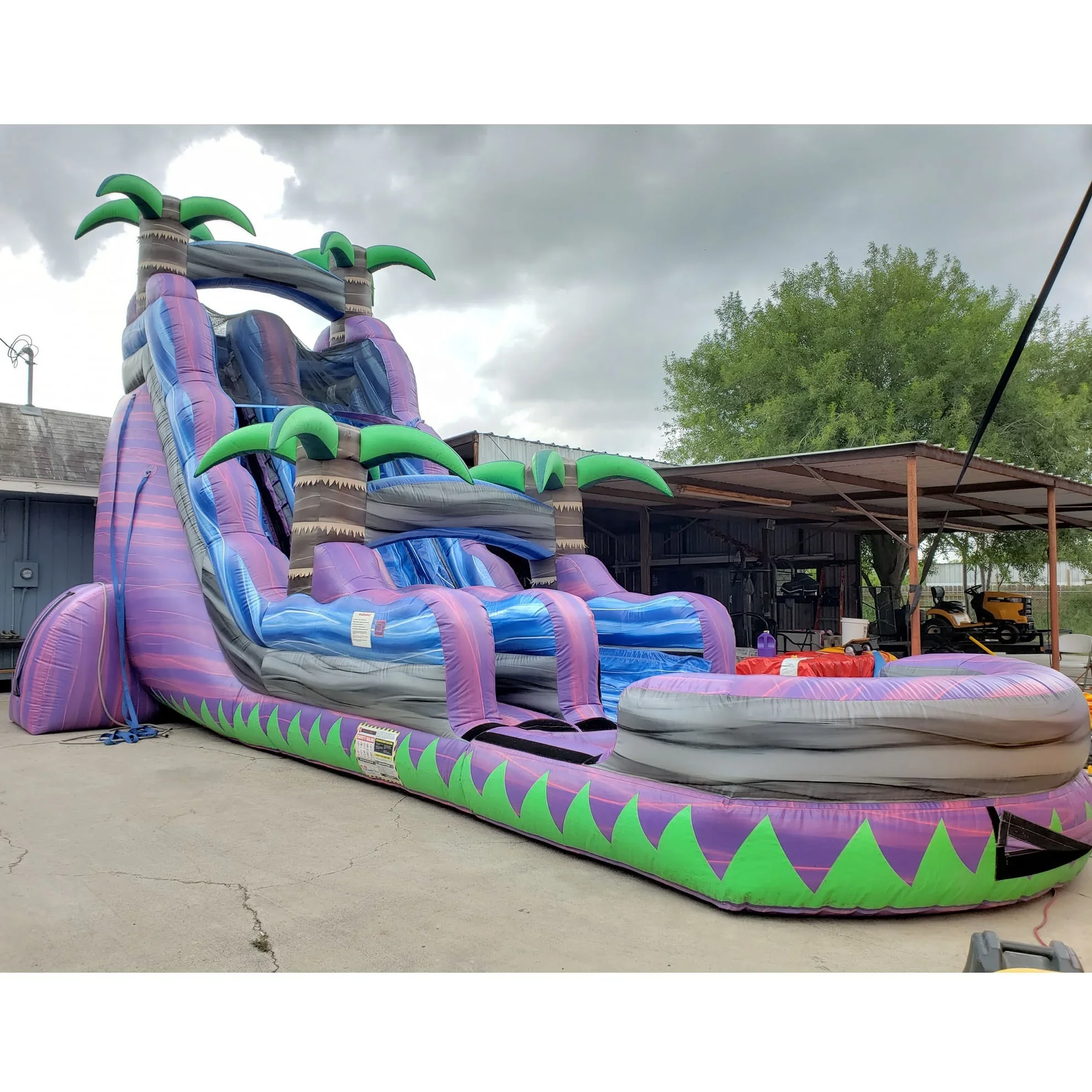 Outdoor 26ft Wet/Dry Use Commercial PVC Tarpaulin Tropical Large Giant Water Slide Inflatable With Pool For Kids And Adults