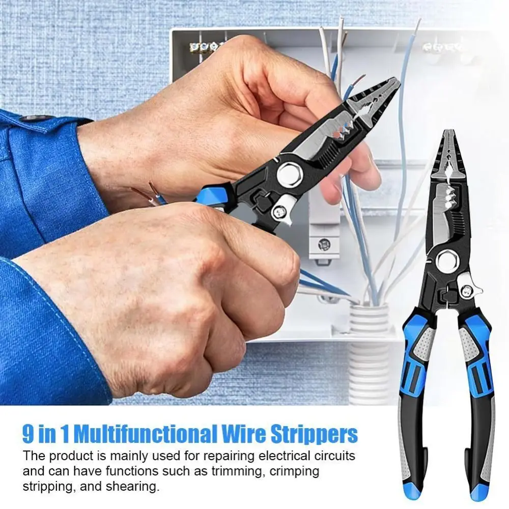 New 9-in-1 Wire Stripper Pliers Multifunctional Portable Wire Crimping Pliers Wire Stripper Tool Wiring Wire Puller