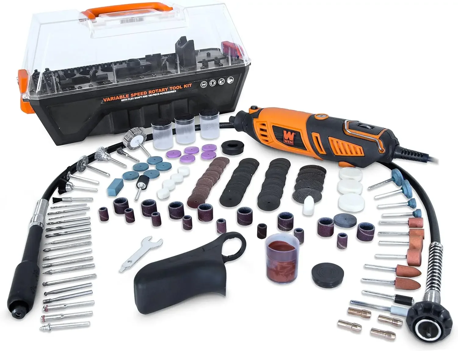 

23190 1.3-Amp Variable Speed Steady-Grip Rotary Tool with 190-Piece Accessory Kit, Flex Shaft, and Carrying Case, Multicolor