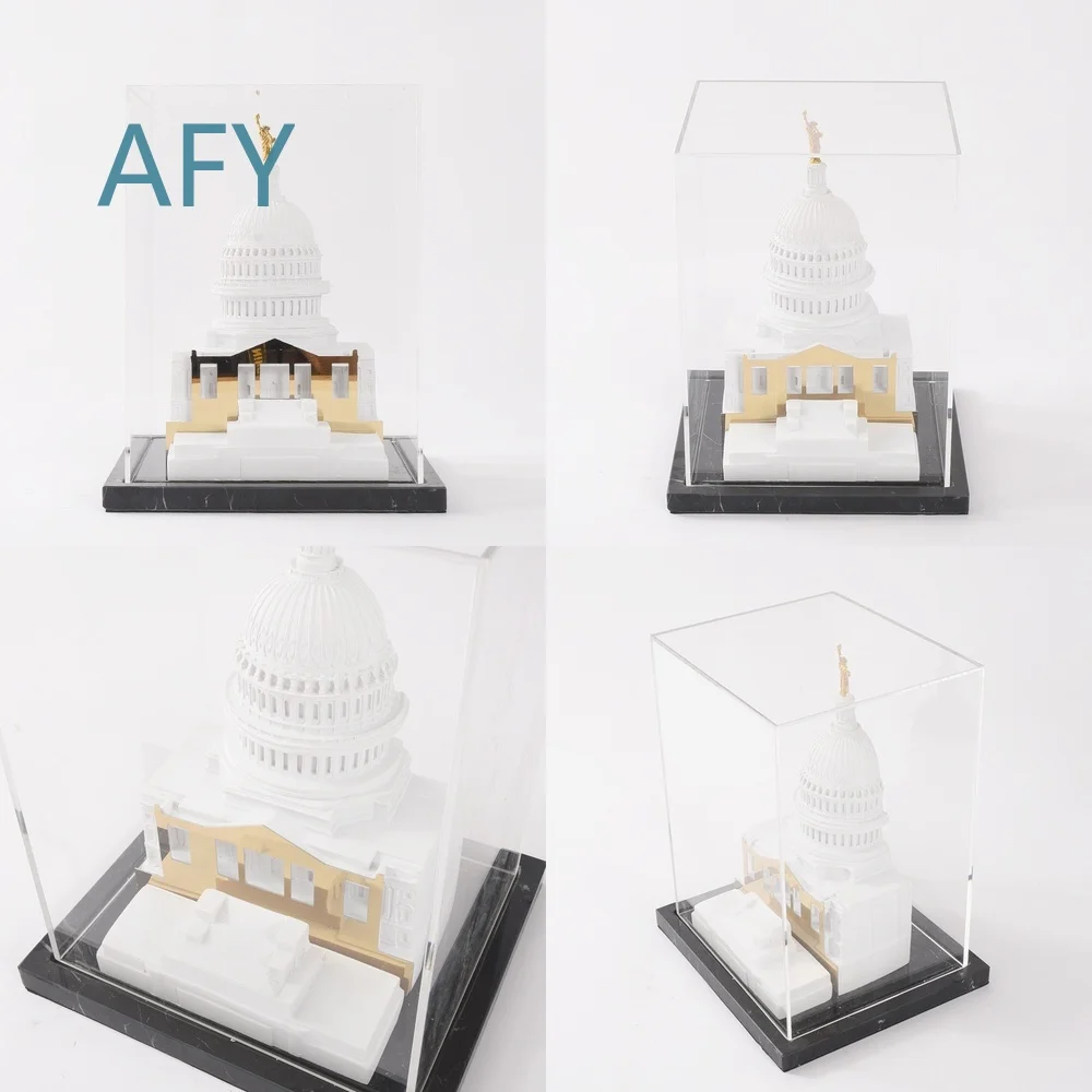 Modern Minimalist Architectural Model Resin Decor for Home Office Living Room Entryway Desk Display Acrylic Cover Home