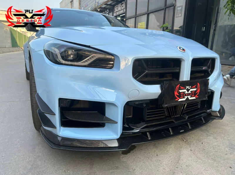 For BMW M2 G87 4 Pieces AC Style Dry Carbon Fiber Canards Front Bumper Spoiler Body kit