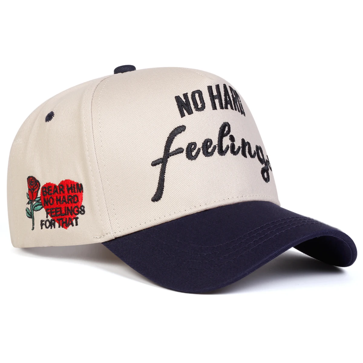 Unisex NO HARD FEELINGS Embroidery Side Love Rose Baseball Caps Spring And Autumn Outdoor Adjustable Casual Hats Sunscreen Hat