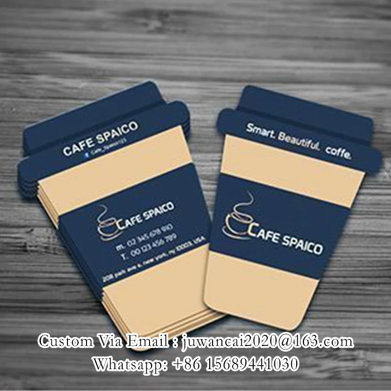 Cartão personalizado em forma de corte, cartões de fidelidade de café, formato de pente, impressão de design, chave exclusiva, cartões de visita com logotipo qr