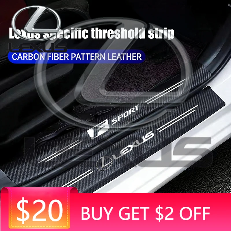

Emblems Carbon Fiber Car Door Sill Threshold Anti Protective Stickers Decals For Lexus F SPORT IS250 IS200 CT200h GS300 LS430 RX